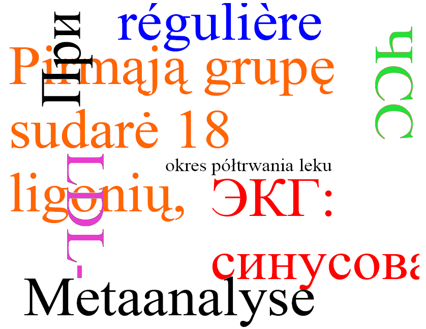 Picture of medical terms in various foreign languages including French, German, Lithuanian, Polish, and Russian